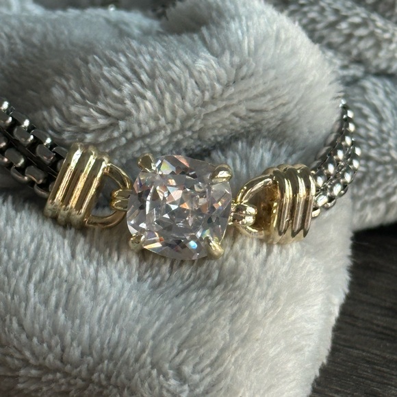 Clear Crystal in Silver and Gold Tone Magnetic Bracelet - Picture 4 of 4